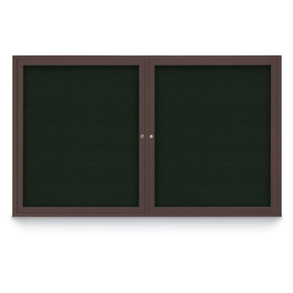 96"x48" 2-Door Enclosed Outdoor Letterboard, Green Felt/Bronze